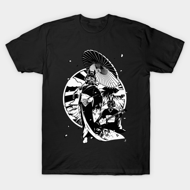 Gas Mask Cyberpunk Geisha T-Shirt by OWLvision33